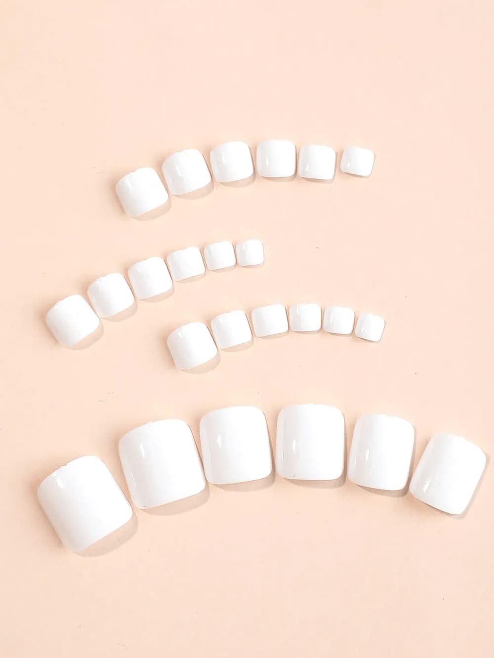 White Press-On Toenails · Short Square · 24 pcs — photo 2 of 2