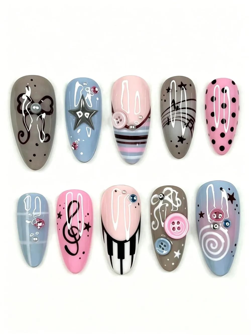 Ocean 3D Starfish, Shell & Floral Design Press-On Nails · Almond · 30 pcs — photo 1 of 1