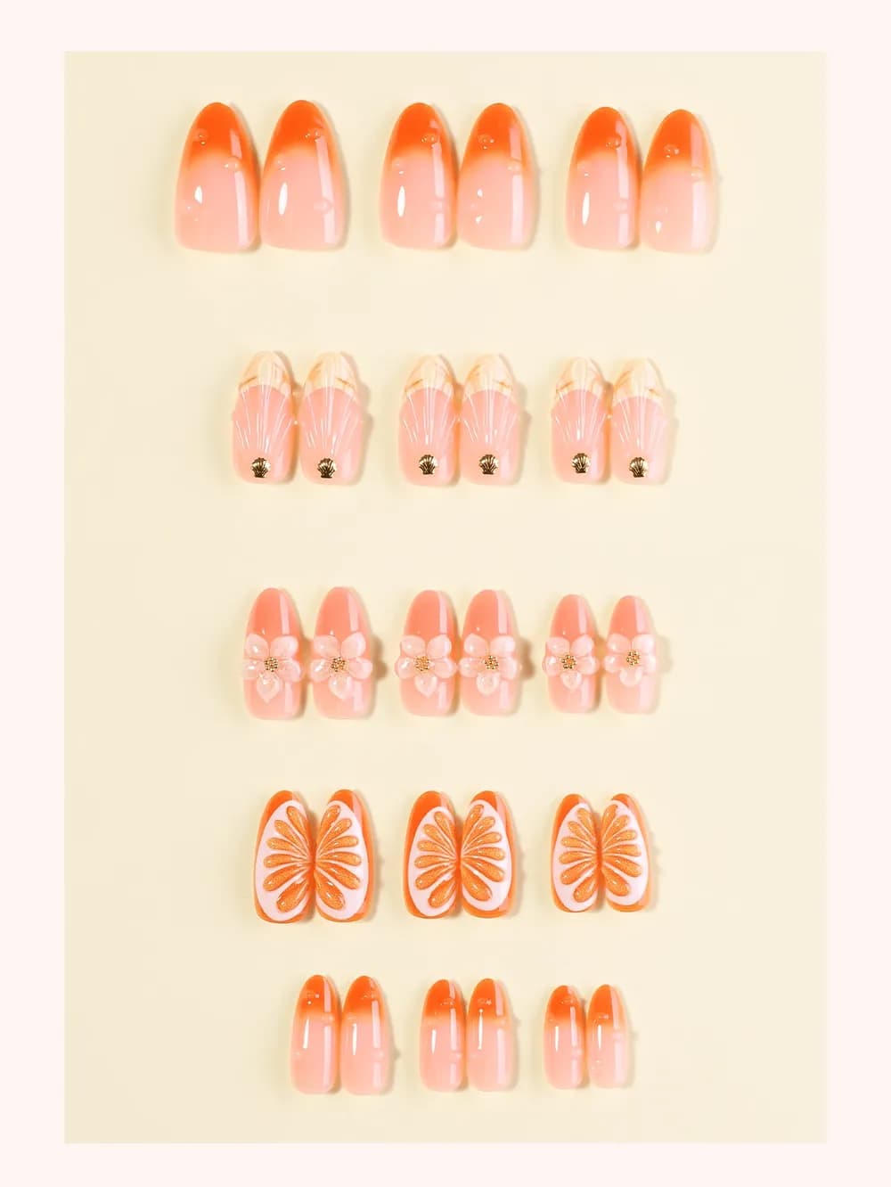 Orange Slice & Peach Flower Press-On Nails · Medium Almond · 10 pcs — photo 2 of 2